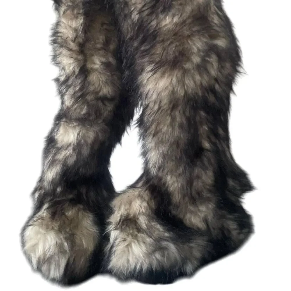 Club Exx Wild Instincts Thigh High Faux Fur Boots